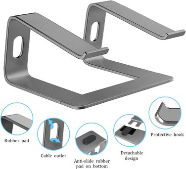 Підставка для ноутбука Orionstar, ергономічна, алюмінієва, з вентиляцією, сумісна з MacBook, Samsung, 10-15.6 дюймів, сіра