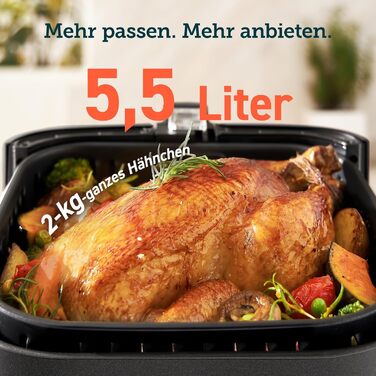 Фритюрниця без олії COSORI CP158-AF, Біла, 11 функцій, Економія енергії 55%, 100 рецептів, Shake Reminder, Лауреат Stiftung Warentest 2024