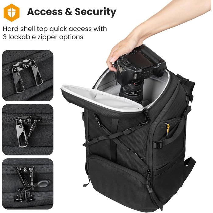 Рюкзак для камери Tarion HX-XL, 2-в-1, чорний, водонепроникний, з відділенням для ноутбука 15.6 дюймів