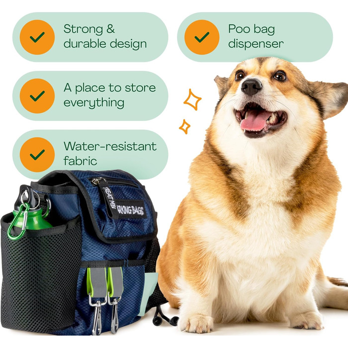 Сумка для собак, стильна, водонепроникна, з органайзером для ласощів та відходів (Блакитна)