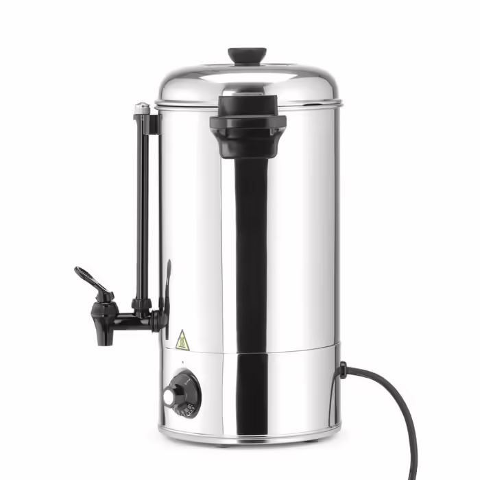 HENDI Hot Beverage Dispenser, Single-Walled, for Mulled Wine and Boiling Water (not for hot chocolate), Temperature continuously adjustable 94-99°C, Dry-boil protection, 9L, 230V, 2200W, 340x227x(H)468mm, Stainless Steel
