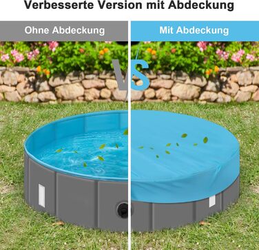 Басейн для собак великих порід EUGAD 120x30 см з кришкою. ПВХ басейн для собак, антиковзне покриття, легко складається