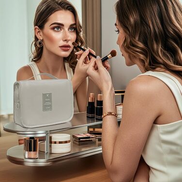 Чоловіча косметичка для подорожей з ручкою, кілька відділень для організації особистих речей (біла)