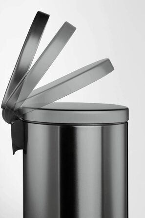 Відро для сміття металеве 12л Durable з педаллю, антрацит, з автоматичним закриттям та знімним відром