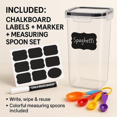 Набір контейнерів для зберігання продуктів з кришкою, 24 шт. BPA-free, великі кухонні контейнери, органайзер для борошна, цукру, круп, з ручкою та етикетками