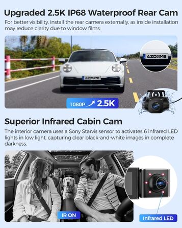 Відеореєстратор AZDOME M550 MAX 4K + 1080P + 2.5K, Dual STARVIS, 64GB SD, WiFi, GPS, Нічна зйомка, Паркування, WDR, G-сенсор, 3.19