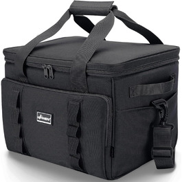 UPEELIFE Cooler Bag 24L, Large Foldable Lunch Bag Insulated Bag, Waterproof Picnic Bag Cooler Bag with Shoulder Strap for Picnic BBQs Shopping Beach Camping (Black)