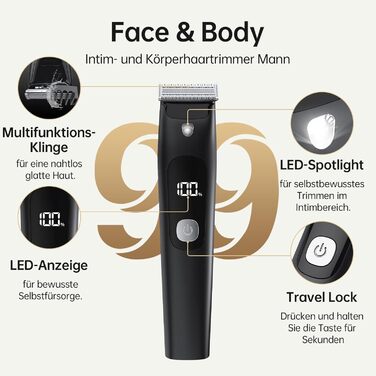 Електричний чоловічий триммер для бороди та тіла з 4 насадками, USB, вологостійкий, чорний