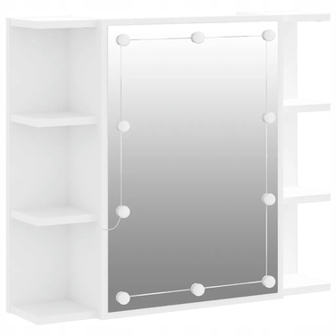 Шафа у ванну кімнату з дзеркалом та LED-підсвіткою, біла, 70x16,5x60 см