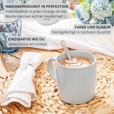 Набір посуду SÄNGER Steingut 12 предметів: 4 великі тарілки, 4 десертні тарілки, 4 глибокі тарілки, набір посуду для 4 осіб, кольоровий, стійкий до подряпин, VALUE COLLECTION (6 чашок для кави Leeds Frost)