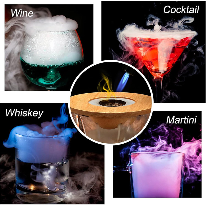 Набір для копчення коктейлів та віскі, з 4 дерев'яними стружками, подарунок на День батька, для Old Fashioned, коктейлів, віскі, бурбону, кави, м'яса та горіхів (Saturn)