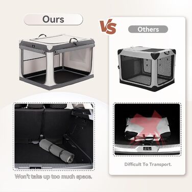 Складана переносна собача будка для великих собак, сірого кольору, XL, з алюмінієвим каркасом