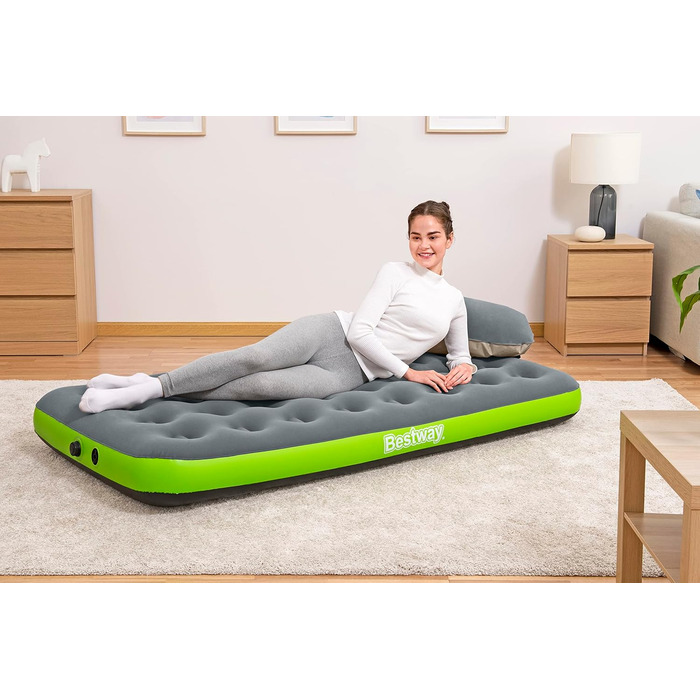 Надувний матрац Bestway Roll & Relax Twin 188x99x22 см, сірий, для відпочинку