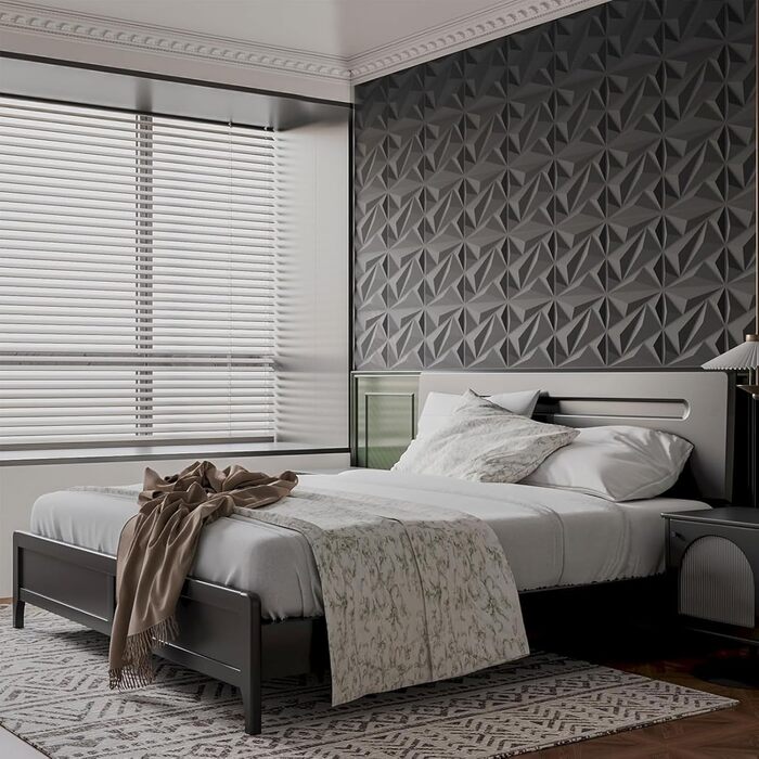 3D панелі для стін та стелі ПВХ чорні, декоративні стінові панелі для геймерської зони, вітальні та спальні, 12 шт.