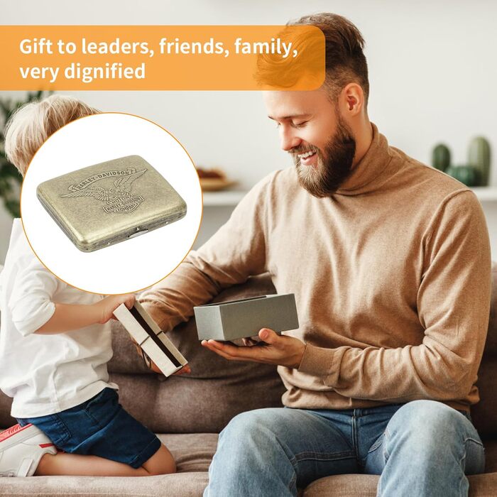 Металеве тютюнотримач на 20 сигарет, вінтажний дизайн, для чоловіків та жінок, з подарунковою коробкою