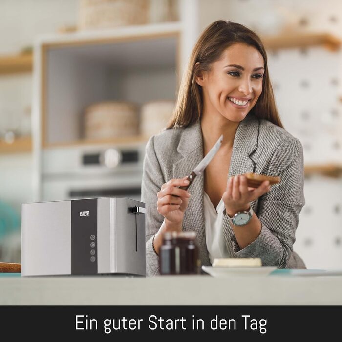 LEBENLANG Stainless Steel Toaster with Roll Attachment, 2 Slices - Touchscreen LED Display & 7 Levels | 850W 2-Slice Toaster with Display | For Kitchen, Household & Camping, Camping Toaster | Bread Toasters 2 Slices - 850W - Stainless Steel