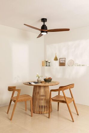 Вентилятор стельовий CREATE WINDSTYLANCE Natural Wood з підсвічуванням, чорний, WiFi, пульт, 132 см, 40W, двосторонній (літній/зимовий)