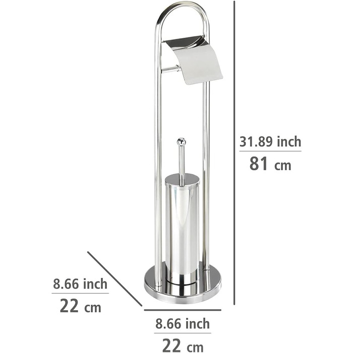 Набір для туалету WENKO Vasto з нержавіючої сталі 2 в 1: тримач туалетного паперу та щітка для унітазу, Ø 22 x 81 см