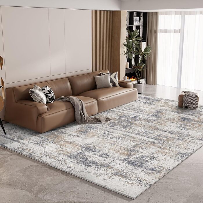 Килим Vamcheer для вітальні 200x300 см, м'який, сучасний, флісовий, протиковзкий, праний, товстий з наповнювачем, для спальні, робочого кабінету, офісу, супер м'який, синьо-сірий