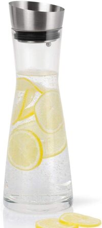blomus -ALDOA- Water carafe, glass vessel, elegant, classic stainless steel lid, 900ml, color Clear (63169)