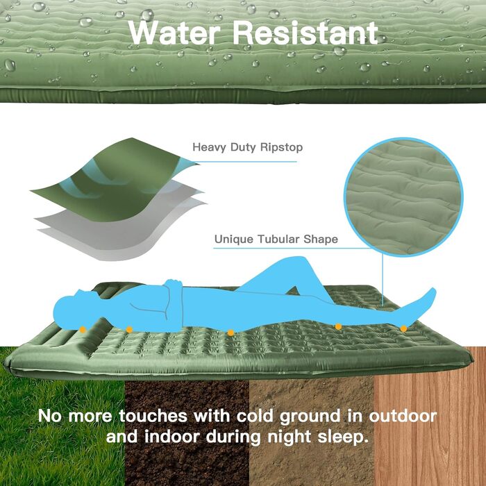 Douthfolle Twin XL Camping Sleeping Pad - 12cm Thick Inflatable Sleeping Mat with Foot Pump - Waterproof & Outdoor