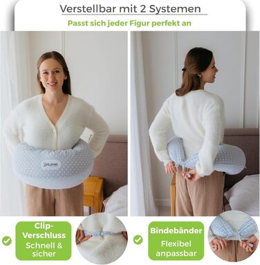 Подушка для вагітних Dilamababy з піною з пам'яті, Floken та волокнами - подушка для годування XXL - подушка для вагітних - багатофункціональна подушка для бокового положення зі 100% бавовняним чохлом для вагітних