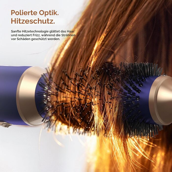 Мультистайлер для волосся 6 в 1 UKLISS Air Styler Set з дифузором, фен-щітка та вирівнювач для волосся, 1000 Вт, LCD-дисплей, Gold Blau