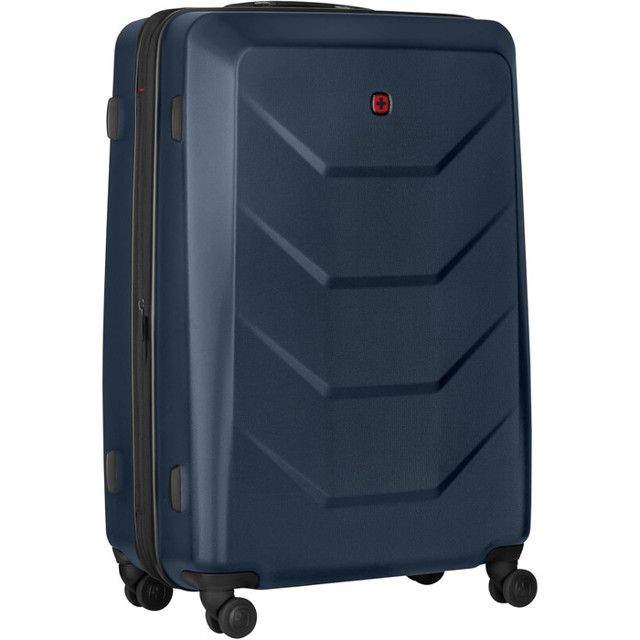 WENGER Pryo hard-shell suitcase with 4 wheels, trolley, medium-sized, 59 (67) l, security lock, for men, travel, vacation, 612537 (Blue, L)
