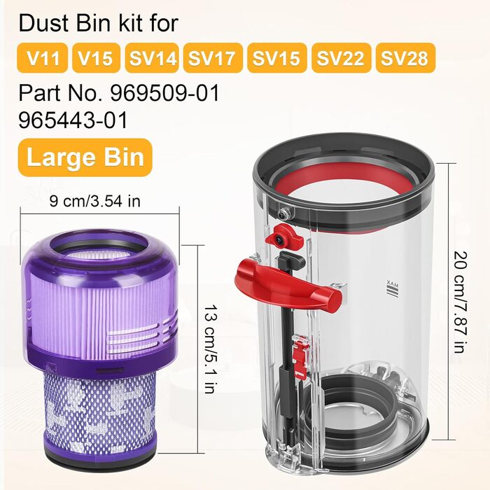 Dyson V11 V15 Dust Bin Filter Replacement Parts - Compatible with SV14, SV17, SV15, SV22, SV28 Vacuum Cleaners
