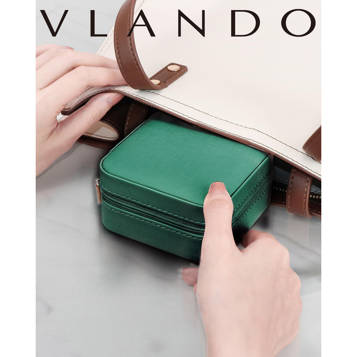 Шкатулка для прикрас Vlando Kleine Reise, органайзер для дівчаток та жінок, подарунок, дзеркало, темно-зелений