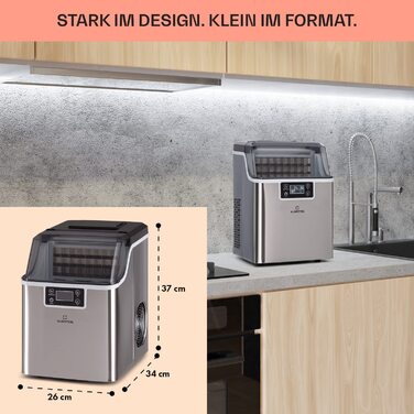Машина для приготування льоду Klarstein Eiswürfelmaschine - для дому, кемпінгу, HoReCa, 20 кг/24 год, срібна