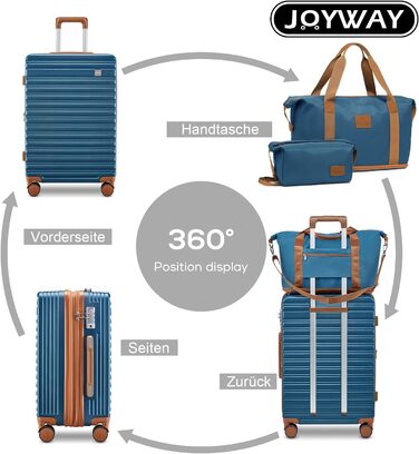 Набір валіз Joyway з ABS-пластику (4 колеса, TSA-замок) з місткою сумкою та культурою. Великий синій кофр