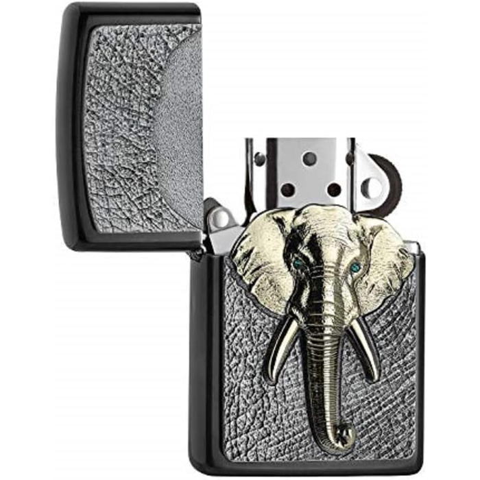 Запальничка Zippo з емблемою слона, кристал Swarovski, сіра, оригінальна, подарункова коробка, кишенькова, багаторазова