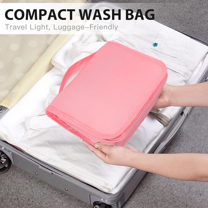 Зівакат Косметичка для підвішування, водонепроникна, з ручкою, для подорожей, спорту та кемпінгу (Рожева)