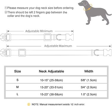 Нашийник для собак Didog з нейлону, м'який, з металевою застібкою, для великих, середніх собак, чорний, L (38-58 см)