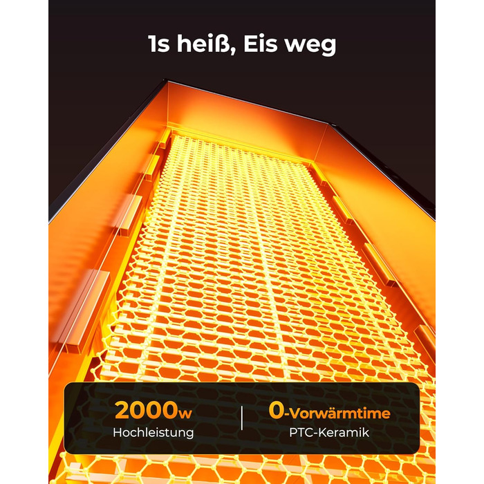 Електричний обігрівач 2000W з економічним споживанням, тихий, з таймером 24 години, осциляція 90°, захист від перекидання та перегріву, чорний