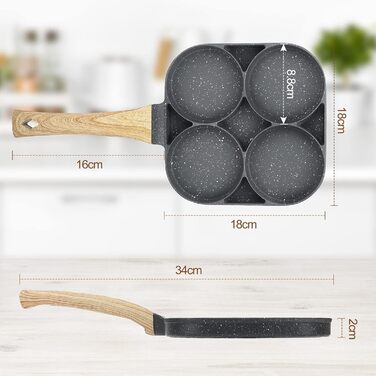 Пательня для млинців та яєць 4-х відділова антипригарна, для індукції та газової плити