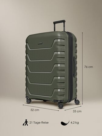 Чемодан тріумф SMARTBOX Olive L (76 см), розширюваний, 111-120 л, поліпропілен, 4 колеса, TSA-замок, 4.2 кг