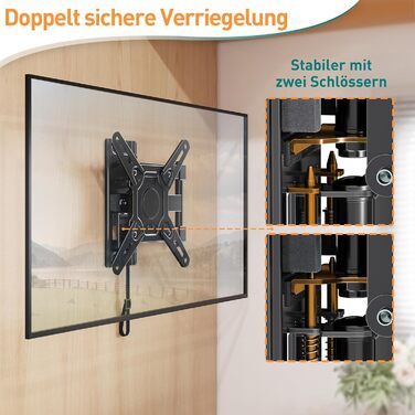 Кріплення для телевізора ELIVED RV TV - для кемпінгу, автодому, вантажівки. Підходить для телевізорів 13-43 дюймів, VESA до 200x200 мм, до 15 кг. Регульоване кріплення.