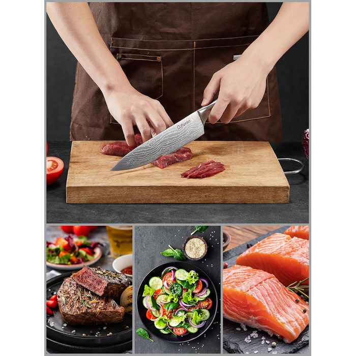 D.Perlla 15-Piece Self-Sharpening Knife Block Set - Professional Stainless Steel Kitchen Knife Set with Ergonomic Handles & Wooden Block