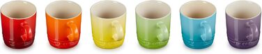Le Creuset 6-Piece Stoneware Espresso Cups, 100 ml, Rainbow, 79114108359030