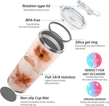 Термос THILY 780 мл з нержавіючої сталі, 2 шт. (Золотий мармур + Синій мармур) – ізольований, для кави та напоїв