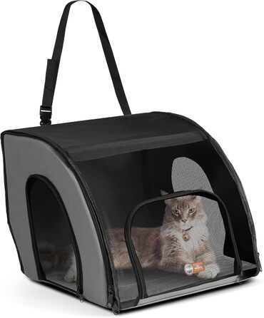 Транспортувальна сумка для тварин K&H PET Products, переноска для собак та котів, сіра/чорна, розмір L (43x41x38 см)
