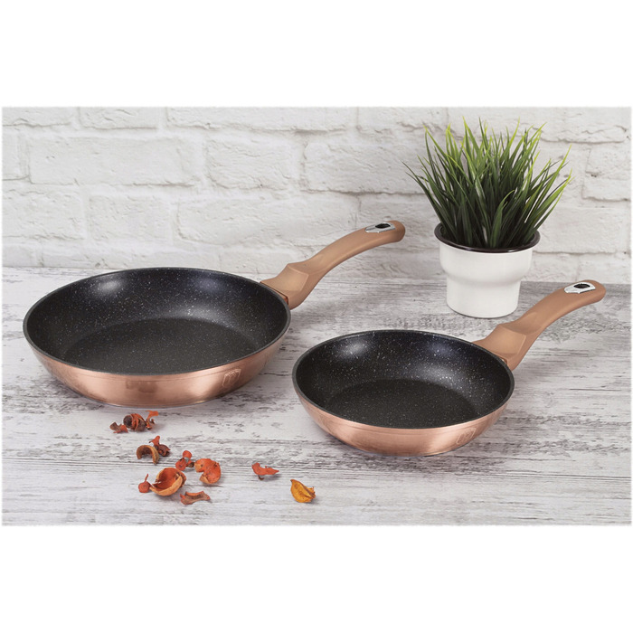 Сковорода традиційна Berlinger Haus Metallic Line Rose Gold, 26 см, мармурове покриття