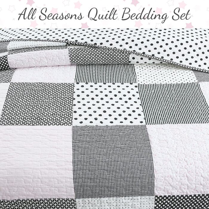 Комплект постільної білизни Cozy Line Home Fashions Moorea Wende-Bettwäsche-Set (3-х частинний) - ковдра, простирадло, наволочки (Чорно-білий, Twin)