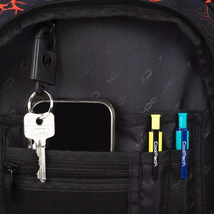 Багатовідсінковий шкільний рюкзак CoolPack, чорний, червоний, помаранчевий, 29 л