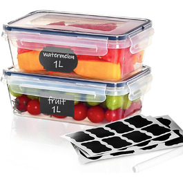 12 контейнерів для зберігання їжі з кришкою, контейнери для заморожування, meal prep бокси, 6 x 1л/0.52л, BPA-free, герметичні, для мікрохвильової печі, придатні для миття в посудомийній машині, для зберігання та транспортування їжі, фруктів, овочів