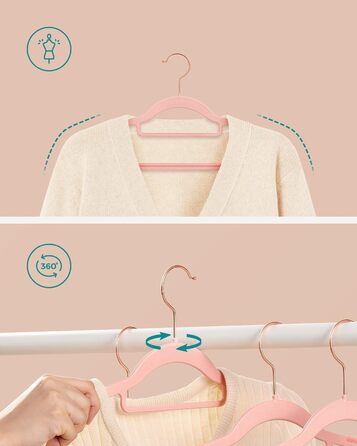 Набір вішалок SONGMICS 50 шт. з пластику, антиковзкі, компактні, 42 см, поворотний гачок 360°, сріблясті, біло-темно-сірі