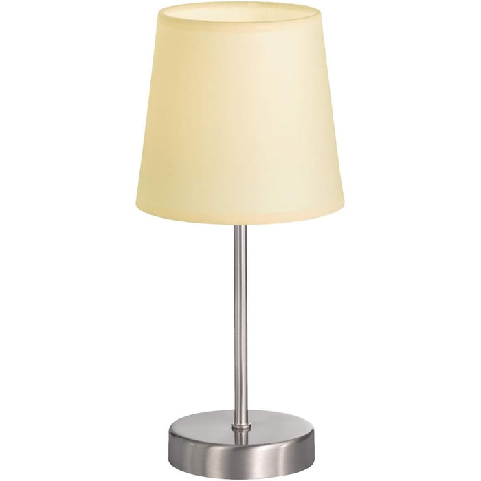 Настільна лампа WOFI Cesena, 1-лампова, чорна, тканинний абажур (бежевий), 14 x 14 x 32 см