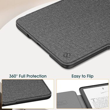 Чохол Fintie для Kindle Paperwhite (12-го покоління) 2024/2025, захисний кейс з авто-ввімкненням/вимкненням, чорний (темно-сірий), сумісний з Kindle Colorsoft/Paperwhite Signature Edition